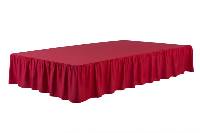 Sheets & Beyond Wrap Around Solid Microfiber Luxury Hotel Quality Fabric Bedroom Gathered Ruffled Bedding Bed Skirt 14 Inch Drop (Queen, Red) - Image 4